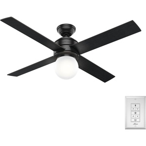 image:imageHunter Hepburn Indoor Ceiling Fan with LED Light 44 inch Modern Brass  Standard Mount Wall Control 4 Blades For Bedroom Living Room Kitchen Includes Bulbs 52313Matte Black