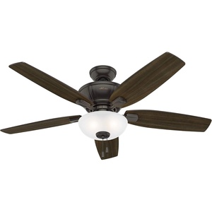 image:imageHunter Kenbridge Indoor Ceiling Fan Pull Chain 52 inch Noble Bronze  with LED Light Standard Mount 5 Blades For Bedroom Living Room Kitchen 53376