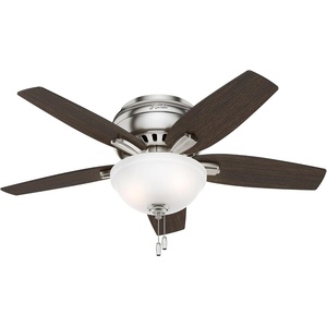 image:imageHunter Newsome Indoor Ceiling Fan Pull Chain 42 inch Premier Bronze  with LED Light Low Profile Flush Mount 5 Blades For Bedroom Living Room 51081Brushed Nickel