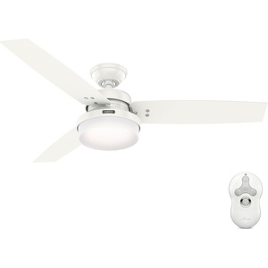 image:imageHunter Sentinel Indoor Ceiling Fan 3 Blades 52 inch Brushed Slate  with LED Light and Remote Control Standard Mount For Bedroom Living Room Kitchen 59211White