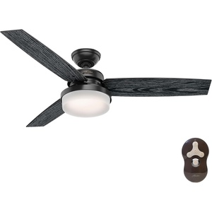 image:imageHunter Sentinel Indoor Ceiling Fan 3 Blades 52 inch Brushed Slate  with LED Light and Remote Control Standard Mount For Bedroom Living Room Kitchen 59211Matte Black