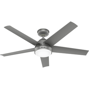 image:imageHunter Skyflow 52 inch IndoorOutdoor Ceiling Fan with Light and Wall Control Matte Black Ceiling Fan 3 Speed WhisperWind Motor 52589 for Coastal Patios Pergolas Bedrooms or Living RoomsMatte Silver