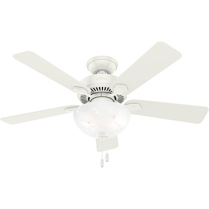 image:imageHunter Swanson Indoor Ceiling Fan with LED Light 52 inch New Bronze  Standard Mount Pull Chain 5 Blades For Bedroom Living Room Kitchen 50901Fresh White