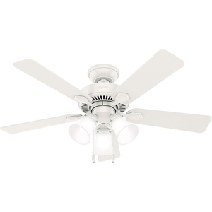 image:imageHunter Swanson Indoor Ceiling Fan with LED Lights 44 inch New Bronze  Standard Mount Pull Chain 5 Blades For Bedroom Living Room Kitchen 50881Fresh White