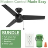 image:imageHunter 44 inch Outdoor or Indoor Ceiling Fan amp Wall Control Switch  Black Ceiling Fan No Light For Patio Porch Garage or Living Room Standard Mount 3 Blades  Cassius 50260 Matte Black