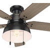 image:imageHunter Fan 52 in Outdoor Low Profile Ceiling Fan with LED Light kit in Matte Black Renewed