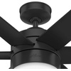 image:imageHunter Fan 60 inch Ceiling Fan with Light and Remote Outdoor or Indoor Matte Black Ceiling Fan for Porch Living Room Office Kitchen Garage 6 Blades Renewed