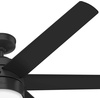 image:imageHunter Fan 60 inch Ceiling Fan with Light and Remote Outdoor or Indoor Matte Black Ceiling Fan for Porch Living Room Office Kitchen Garage 6 Blades Renewed
