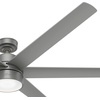 image:imageHunter Fan 72 inch Contemporary Matte Silver Outdoor Ceiling Fan with Light Kit Renewed