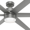 image:imageHunter Fan 72 inch Contemporary Matte Silver Outdoor Ceiling Fan with Light Kit Renewed