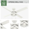 image:imageHunter Fan Company 51732 Spring Mill Indoor and Outdoor Ceiling Fan with Light 52 White