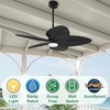 image:imageHunter Fan Outdoor or Indoor Ceiling Fan 52 in Matte Black Ceiling Fan with Light for Patios Living Room Bedroom Porch Garage 5 Blades Renewed