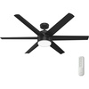 image:imageHunter Fan 60 inch Ceiling Fan with Light and Remote Outdoor or Indoor Matte Black Ceiling Fan for Porch Living Room Office Kitchen Garage 6 Blades Renewed