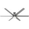 image:imageHunter Fan 72 inch Contemporary Matte Silver Outdoor Ceiling Fan with Light Kit Renewed