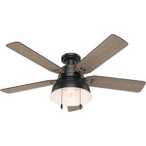 image:imageHunter Fan 52 in Outdoor Low Profile Ceiling Fan with LED Light kit in Matte Black Renewed