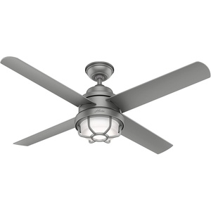 image:imageHunter Fan 54 inch Contemporary Matte Silver Finish Outdoor Ceiling Fan with LED Light Kit Renewed