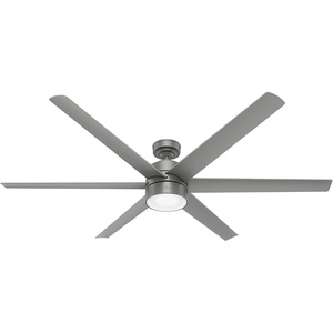 image:imageHunter Fan 72 inch Contemporary Matte Silver Outdoor Ceiling Fan with Light Kit Renewed