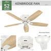 image:imageHunter Kenbridge Indoor Ceiling Fan with LED Light 52 inch Fresh White  Low Profile Flush Mount Pull Chain 5 Blades For Bedroom Living Room Kitchen 53378Fresh White