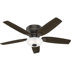 image:imageHunter Kenbridge Indoor Ceiling Fan with LED Light 52 inch Fresh White  Low Profile Flush Mount Pull Chain 5 Blades For Bedroom Living Room Kitchen 53378Noble Bronze