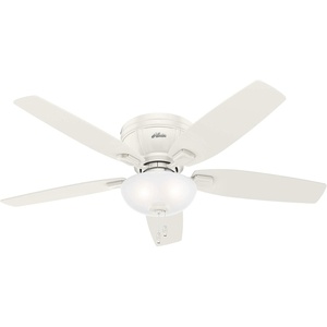 image:imageHunter Kenbridge Indoor Ceiling Fan with LED Light 52 inch Fresh White  Low Profile Flush Mount Pull Chain 5 Blades For Bedroom Living Room Kitchen 53378Fresh White