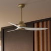image:imageCasablanca Fan 52 inch Ceiling Fan with No Light Outdoor or Indoor Luxe Gold  Matte White Ceiling Fan with Remote for Porch Living Room Office Kitchen Garage 3 Blades Renewed