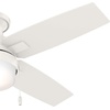 image:imageHunter Fan 44 inch Low Profile Fresh White IndoorOutdoor Ceiling Fan with Light and Pull Chain for Bedroom Living Room Dining Room Kitchen Office Renewed