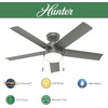 image:imageHunter Fan 52 Inch Casual Matte Silver Finish Outdoor Ceiling Fan With LED Light Kit and Pull Chain Renewed