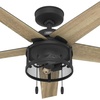image:imageHunter Fan 52 inch Ceiling Fan with Lights and Pull Chain Outdoor or Indoor Black Ceiling Fan for Porch Living Room Office Kitchen Garage Renewed