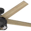image:imageHunter Fan 52 inch Ceiling Fan with Lights and Pull Chain Outdoor or Indoor Black Ceiling Fan for Porch Living Room Office Kitchen Garage Renewed