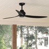 image:imageHunter Fan 60 inch Ceiling Fan with No Light Outdoor or Indoor Matte Black Ceiling Fan with Remote for Porch Living Room Office Kitchen Garage 3 Blades Renewed