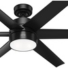 image:imageHunter Fan 60 inch Contemporary Matte Black Finish Outdoor Ceiling Fan with LED Light Kit RenewedMatte Black