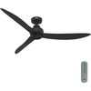 image:imageHunter Fan 60 inch Ceiling Fan with No Light Outdoor or Indoor Matte Black Ceiling Fan with Remote for Porch Living Room Office Kitchen Garage 3 Blades Renewed