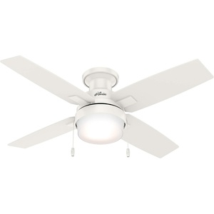 image:imageHunter Fan 44 inch Low Profile Fresh White IndoorOutdoor Ceiling Fan with Light and Pull Chain for Bedroom Living Room Dining Room Kitchen Office Renewed