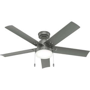image:imageHunter Fan 52 Inch Casual Matte Silver Finish Outdoor Ceiling Fan With LED Light Kit and Pull Chain Renewed