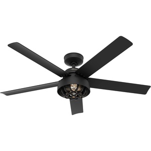 image:imageHunter Fan 52 inch Casual Matte Black Outdoor Ceiling Fan with Light Kit and Remote Control Renewed