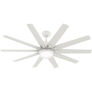 image:imageHunter Fan 60 inch Casual Matte White Outdoor Ceiling Fan with Light 10 Blades Renewed