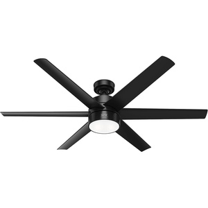 image:imageHunter Fan 60 inch Contemporary Matte Black Finish Outdoor Ceiling Fan with LED Light Kit RenewedMatte Black