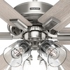 image:imageHunter Fonthill Indoor Ceiling Fan With Light Remote 52inch Fresh White Fast Install 6speeds Brushed NickelBrushed Nickel