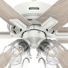 image:imageHunter Fonthill Indoor Ceiling Fan With Light Remote 52inch Fresh White Fast Install 6speeds Brushed NickelFresh White