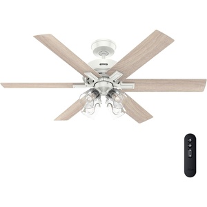 image:imageHunter Fonthill Indoor Ceiling Fan With Light Remote 52inch Fresh White Fast Install 6speeds Brushed NickelFresh White