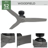 image:imageHunter 52 inch IndoorOutdoor Ceiling Fan and Wall Control Woodfield Matte Black Ceiling Fan 3 Speed WhisperWind Motor 51415 for Patios Bedrooms or Living Rooms