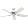 image:imageHunter Fan 48 inch Outdoor Damp Rated Ceiling Fan in White with 5 White Plastic Blades Renewed