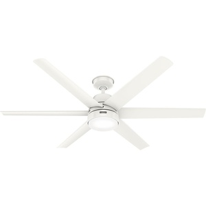 image:imageHunter Fan 60 inch Ceiling Fan with Light Outdoor or Indoor White Ceiling Fan for Porch Living Room Office Kitchen Garage 6 Blades Renewed