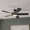 image:imageCasablanca Fan 52 inch Ceiling Fan with Light and Remote Outdoor or Indoor Matte Black Ceiling Fan for Porch Living Room Office Kitchen Garage 5 Blades Renewed