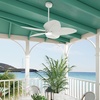 image:imageHunter  Tropic View IndoorOutdoor Ceiling Fan With Light Wall Control 52inch Coastalstyle 6speed DC Motor for porches patios sunrooms bathrooms Matte WhiteMatte White