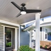 image:imageHunter Fan 54 inch Ceiling Fan with Light Outdoor or Indoor Black Ceiling Fan for Porch Living Room Office Kitchen Garage 3 Blades Renewed