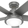 image:imageHunter Fan Outdoor or Indoor Ceiling Fan 52 in Matte Silver Ceiling Fan with Light for Patios Living Room Bedroom Garage 5 Blades Renewed