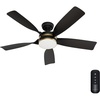 image:imageCasablanca Fan 52 inch Ceiling Fan with Light and Remote Outdoor or Indoor Matte Black Ceiling Fan for Porch Living Room Office Kitchen Garage 5 Blades Renewed