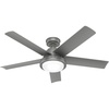 image:imageHunter Fan Outdoor or Indoor Ceiling Fan 52 in Matte Silver Ceiling Fan with Light for Patios Living Room Bedroom Garage 5 Blades Renewed