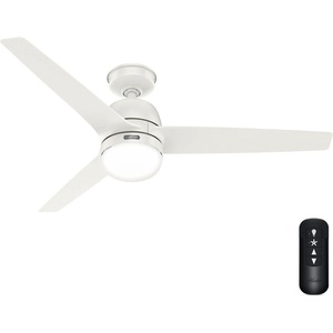 image:imageHunter Fan 52 Inch Fresh White IndoorOutdoor Ceiling fan with Lights and Remote Control for Farmhouse Porch Bedroom Living Room Office Basement Kitchen Dining Room Renewed